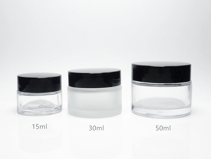 Cylinder Glass Cosmetic Jar With Lid 15g 30g 50g