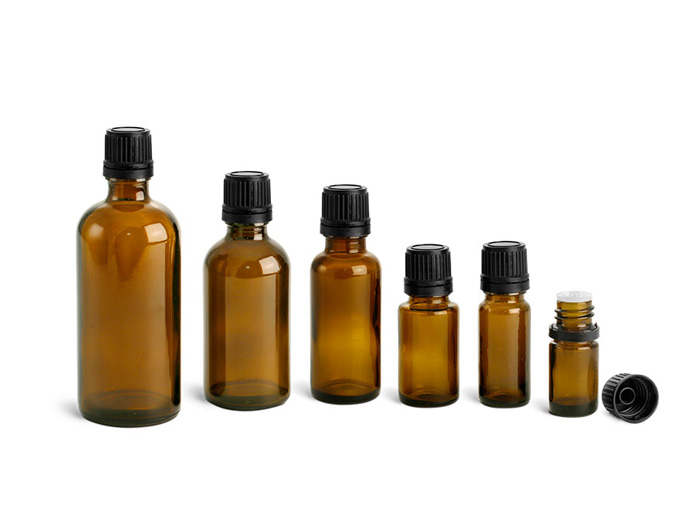 Essential Oil Amber Glass Bottles With Dropper Caps 5ml - 100ml