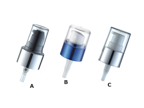 a sleek cosmetic treatment pump with a shiny metallic finish, designed for skincare products