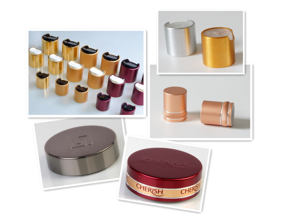 metal aluminum disc top caps, dispensing lids closures