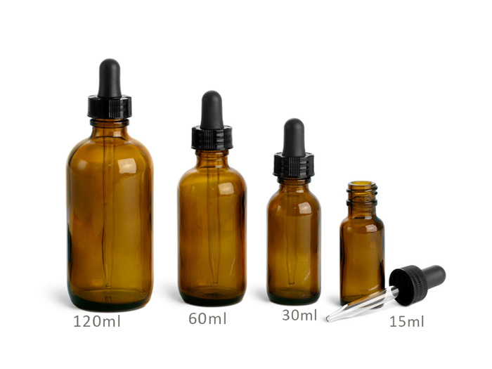 round boston amber glass bottles with dropper pipettes from 15ml to 120ml
