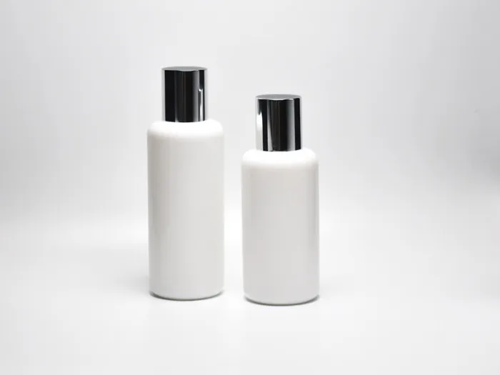Round Opal Glass Cosmetic Bottles With Pump