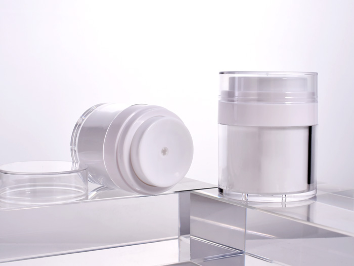 wholesale & custom Center Dispensing Airless Jar With Pump & Cap