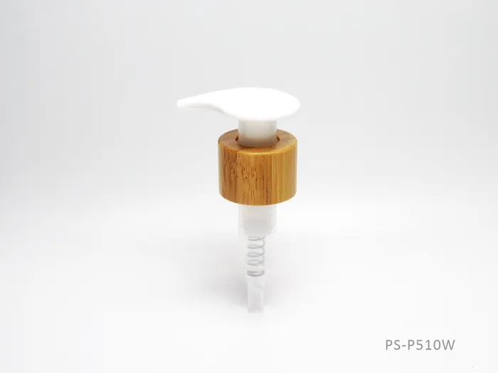 Plastic Lotion Pump With Bamboo Collar