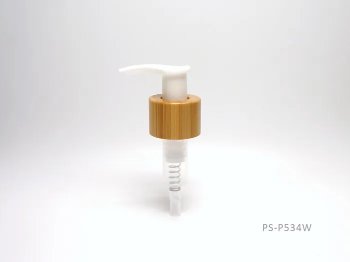 Plastic Lotion Pump With Bamboo Collar