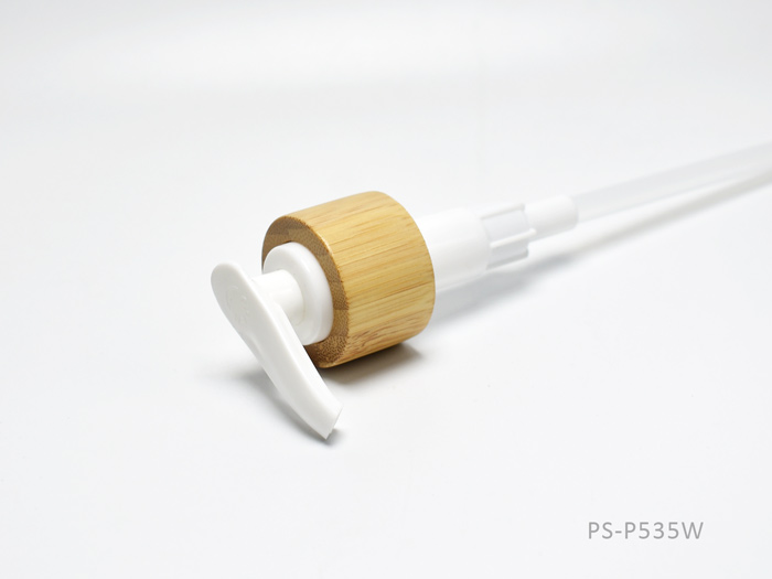 Bamboo lotion pump featuring an eco-friendly bamboo collar, precise dosage control, and durable design, perfect for moisturizers, shampoos, and body lotions.