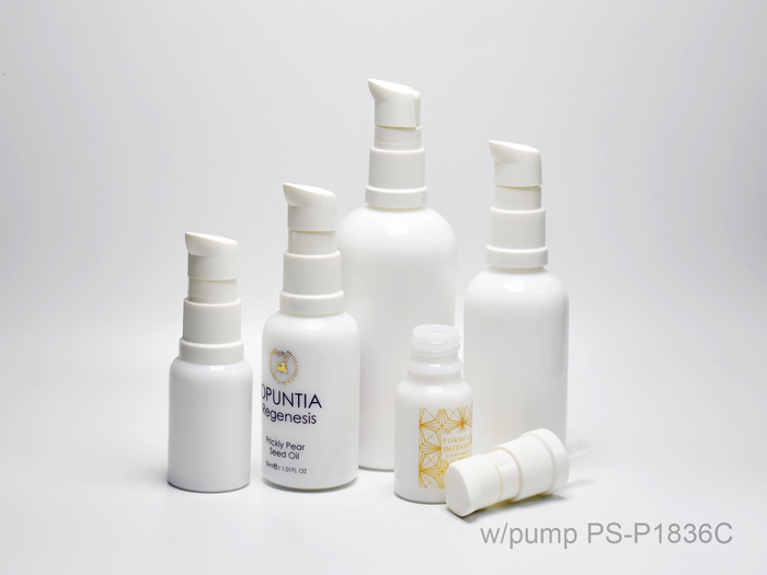 Opaque White Glass Cosmetic Bottles With Pump 10ml to 100ml