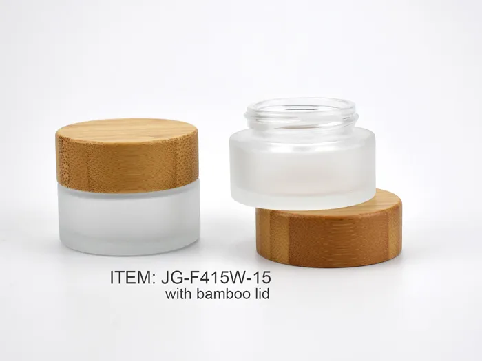 Glass Cosmetic Jars With Wooden Lids 15ml