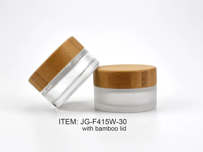 Glass Cosmetic Jars With Wooden Lids 30ml