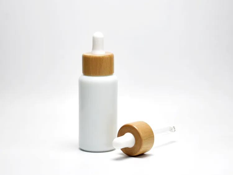 Opal Glass Bottles With Wooden Closures 40ml