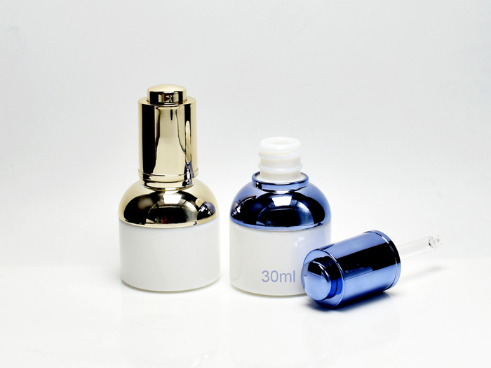 Luxury Opal Glass Cosmetic Bottles With Press Dropper 30ml