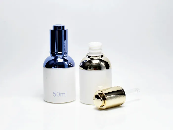 Luxury Opal Glass Cosmetic Bottles With Press Dropper 50ml
