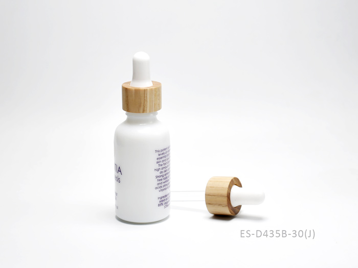 30ml Opal White Glass Bottle with Wooden Dropper For Wholesale Custom