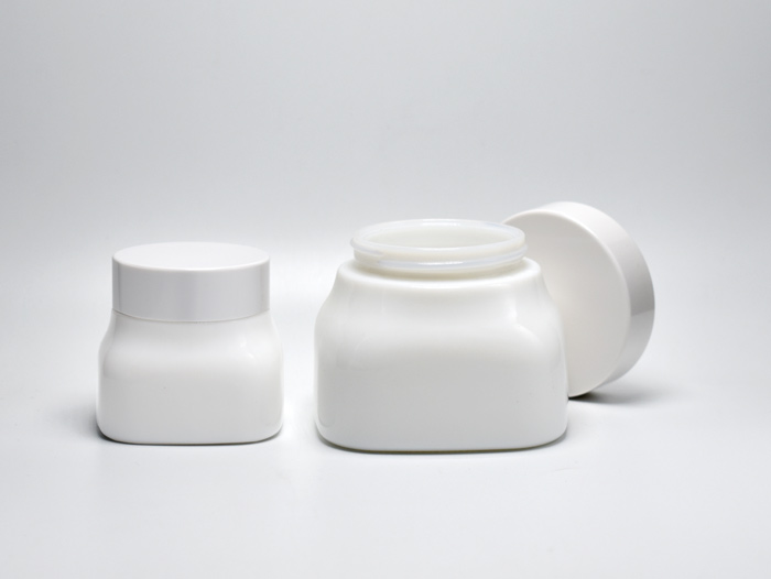 Square Opal Glass Jars For Skincare 50ml 150ml wholesale custom