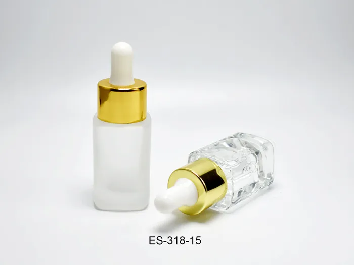 15ml Square Glass Cosmetic Bottles With Dropper