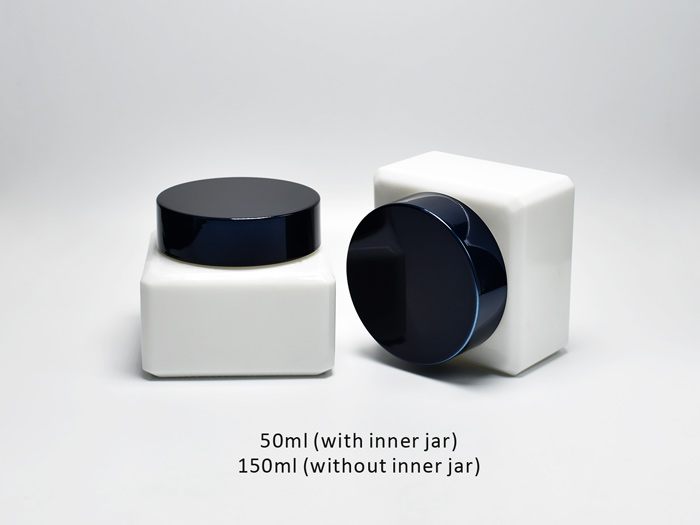 Lxury Square White Glass Jars For Cosmetic & Skincare 50ml & 150ml