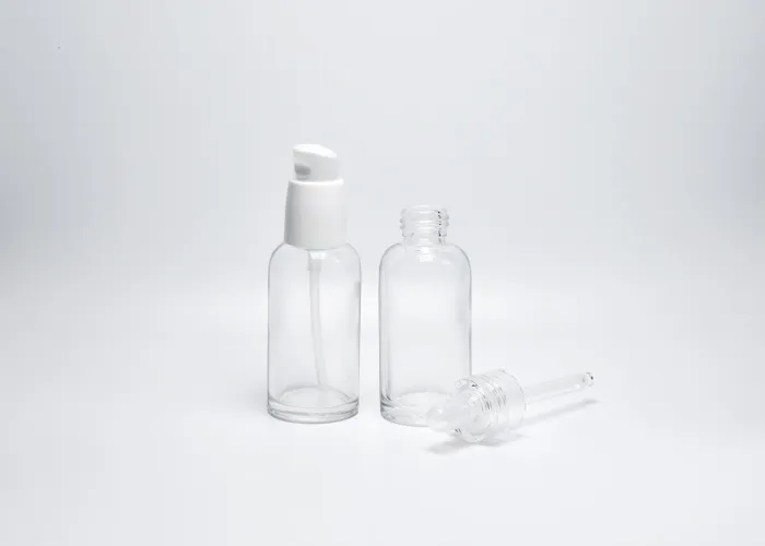 Round 40ml Glass Skin Care Bottles With Pump and Dropper