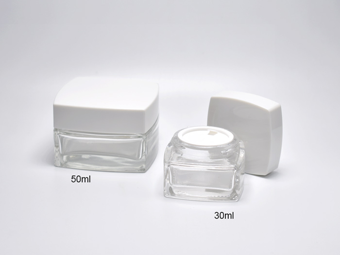 Square Glass Cosmetic Jars For Face Cream 30ml 50ml