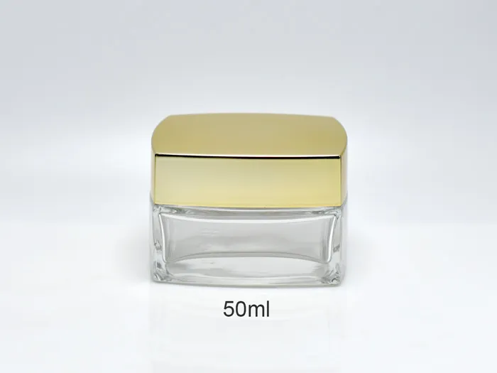 Square Glass Cosmetic Jars For Face Cream 50ml