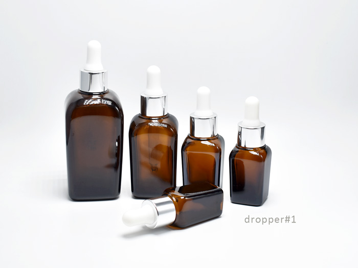 Square Amber Glass Bottles With Dropper Caps Essential Oil Packaging