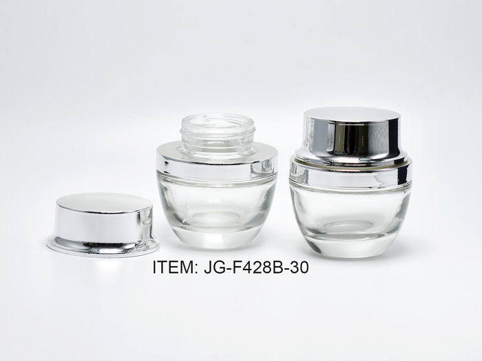 conic glass cosmetic jars for face cream