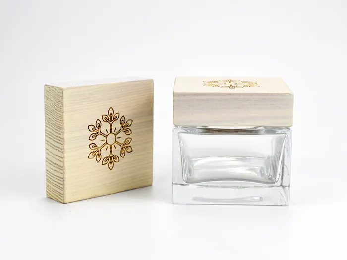 100ml Luxury Square Glass Cosmetic Jars With Lids