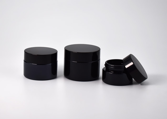 UV Resistant Black Glass Cosmetic Jars