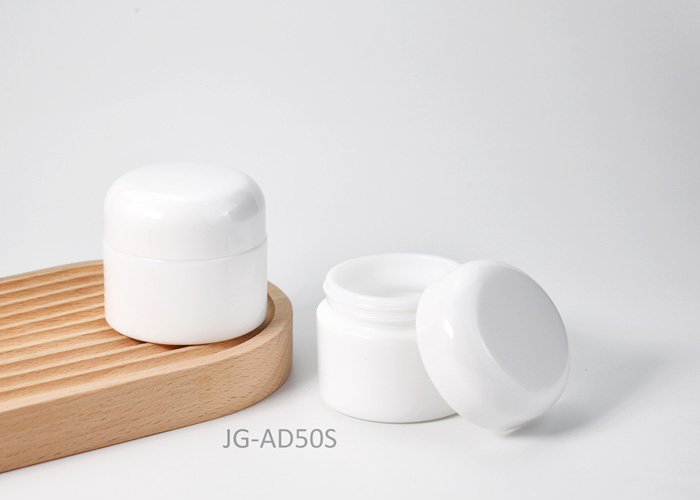 Opaque White Glass Cosmetic Jars with Dome Lid 50ml skincare jars