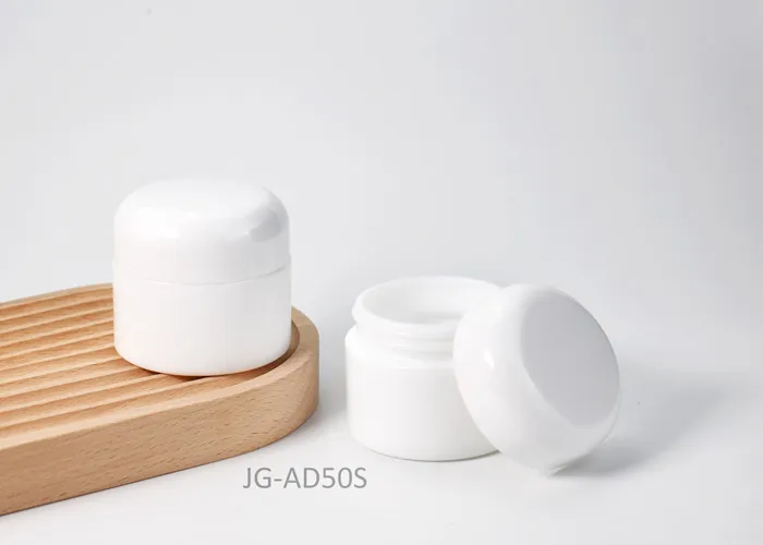 Opal White Glass Cosmetic Jars with Dome Lid 50ml