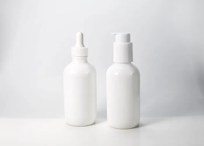Opal Glass Boston Round Bottles With Dropper