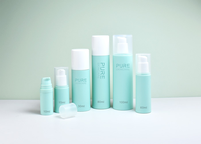 plastic bottle with pump as eco-friendly airless bottle for cosmetic & skincare products for wholesale and custom packaging design