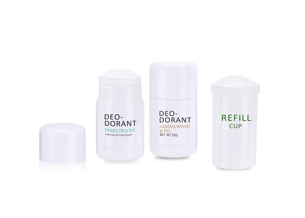 Round Refillable Deodorant Stick Container Double-Wall 30g & 50g
