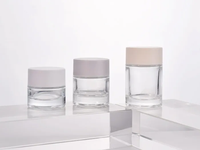 Luxury Thick Wall Glass Cosmetic Jars Straight Sided