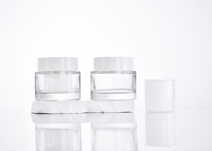 50ml double wall refillable glass cosmetic jar for wholesale and custom design