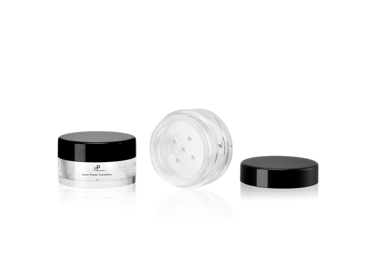 Plastic Cosmetic Jars With Sifter as primary packaging for loose powder