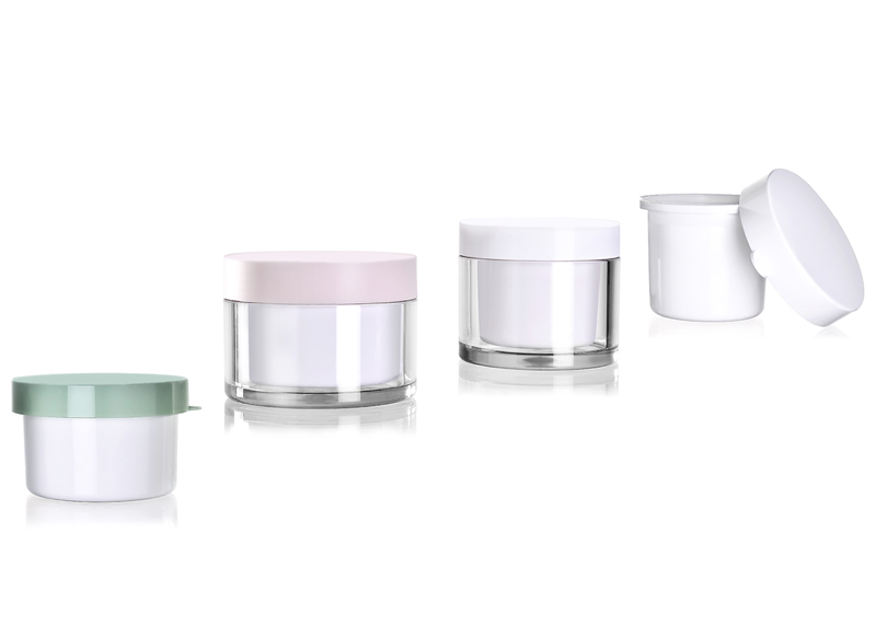 wholesale and customize Plastic Double Wall Refillable Cosmetic Jars