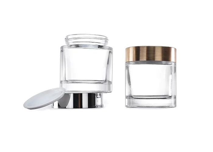 Metal Overshell Plastic Caps For Glass Cosmetic Jars