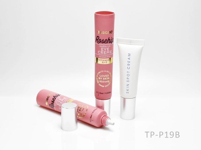 Plastic round nozzle tip cosmetic tube with cap, designed for eye creams and serums. Customizable and available for wholesale