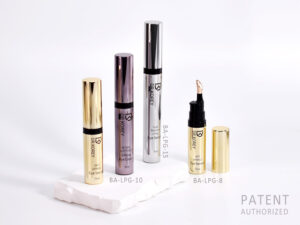 empty airless pump bottle with metal tip as eye cream applicator