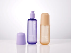 sleek heavy wall plastic PET bottle with pump and dome cap as premium skincare packaging for beauty brands to wholesale and custom