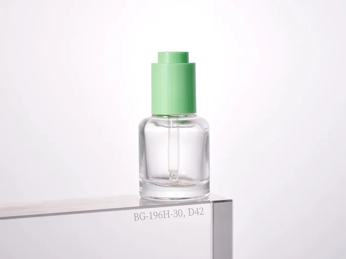 Glass Dropper Bottles 1 oz 30ml Boston Round with Push Button Dropper