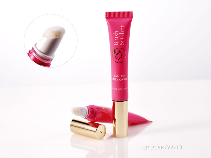 Flocked doefoot cosmetic tube for liquid blush and concealer packaging