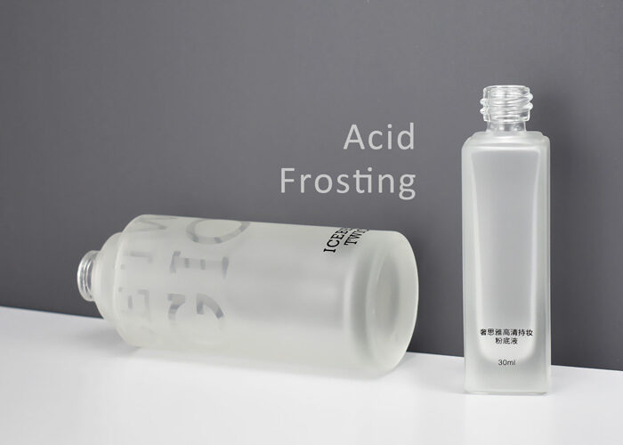 acid frosting decoration process for glass cosmetic jars and bottles