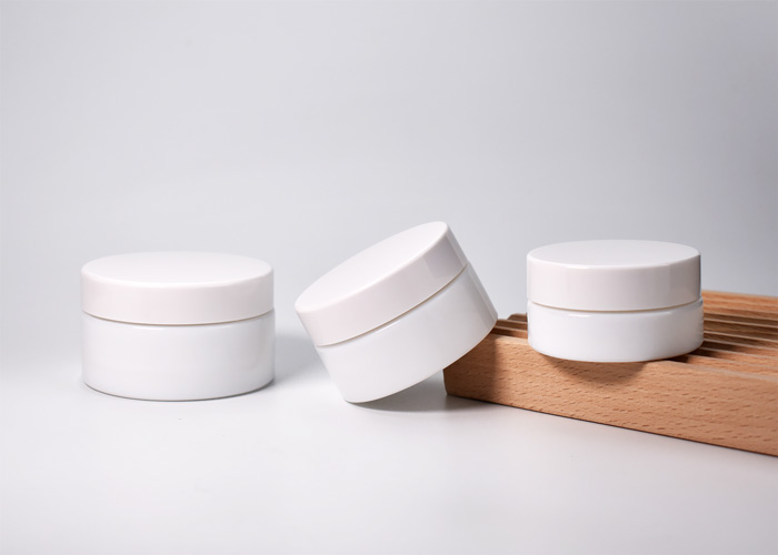 milk white glass cosmetic jars for wholesale and custom packaging design