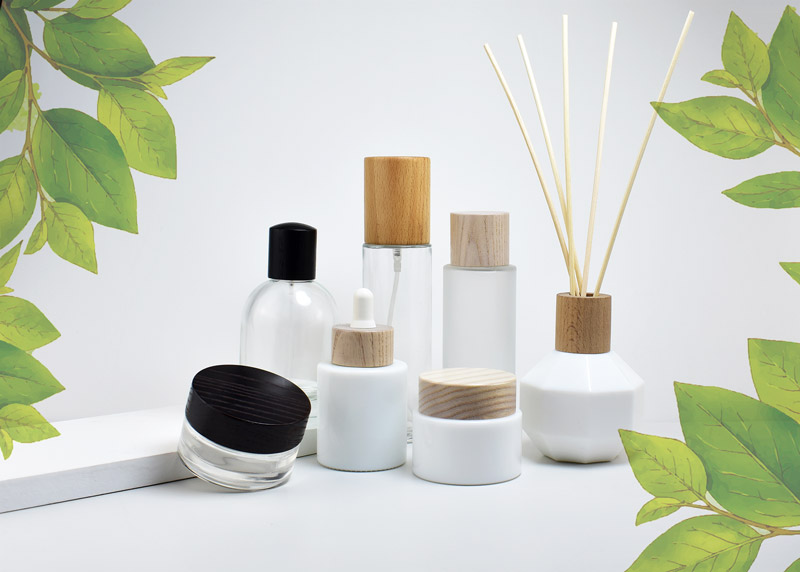 wooden sustainable pacakging for cosmetic and skincare products