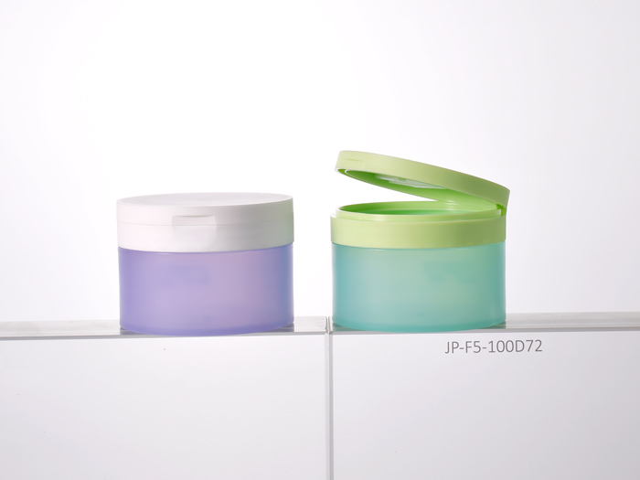 JP-F5-100D72 Wholesale & Custom Thick-Wall PP Flip Cap Jars with TweezerSpatula for Pads & Creams 100ml (3) empty 100ml round PP cosmetic jars with flip top cap with tweezer or spatula